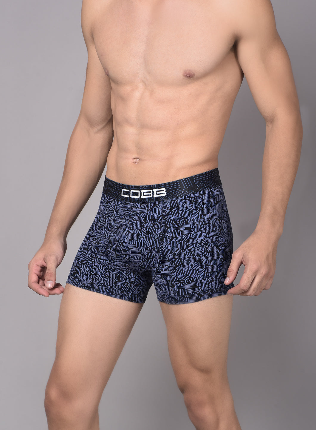 Cobb Mens Cotton Black and Blue Printed Premium Trunk (Pack of 2)