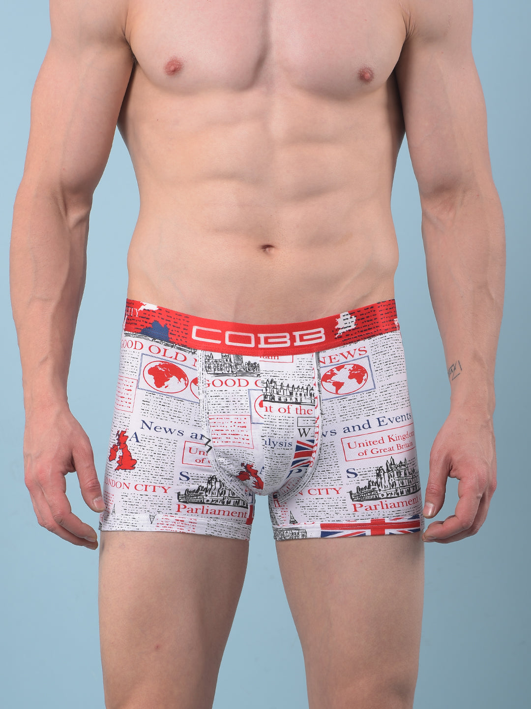COBB MEN'S WHITE PRINTED PREMIUM TRUNK
