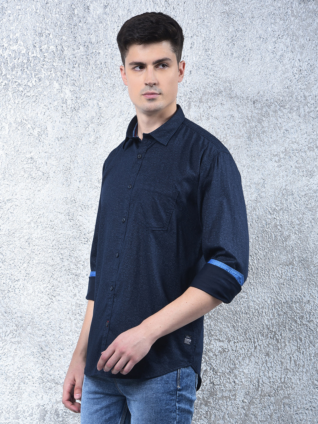 COBB NAVY BLUE PRINTED CASUAL SHIRT