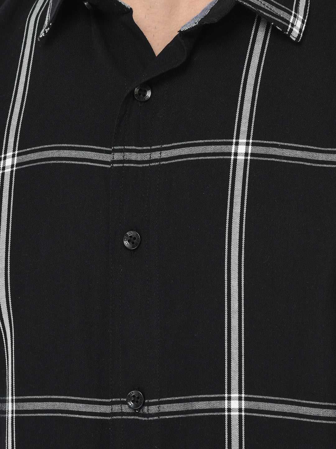 Cobb Black Checked Slim Fit Casual Shirt