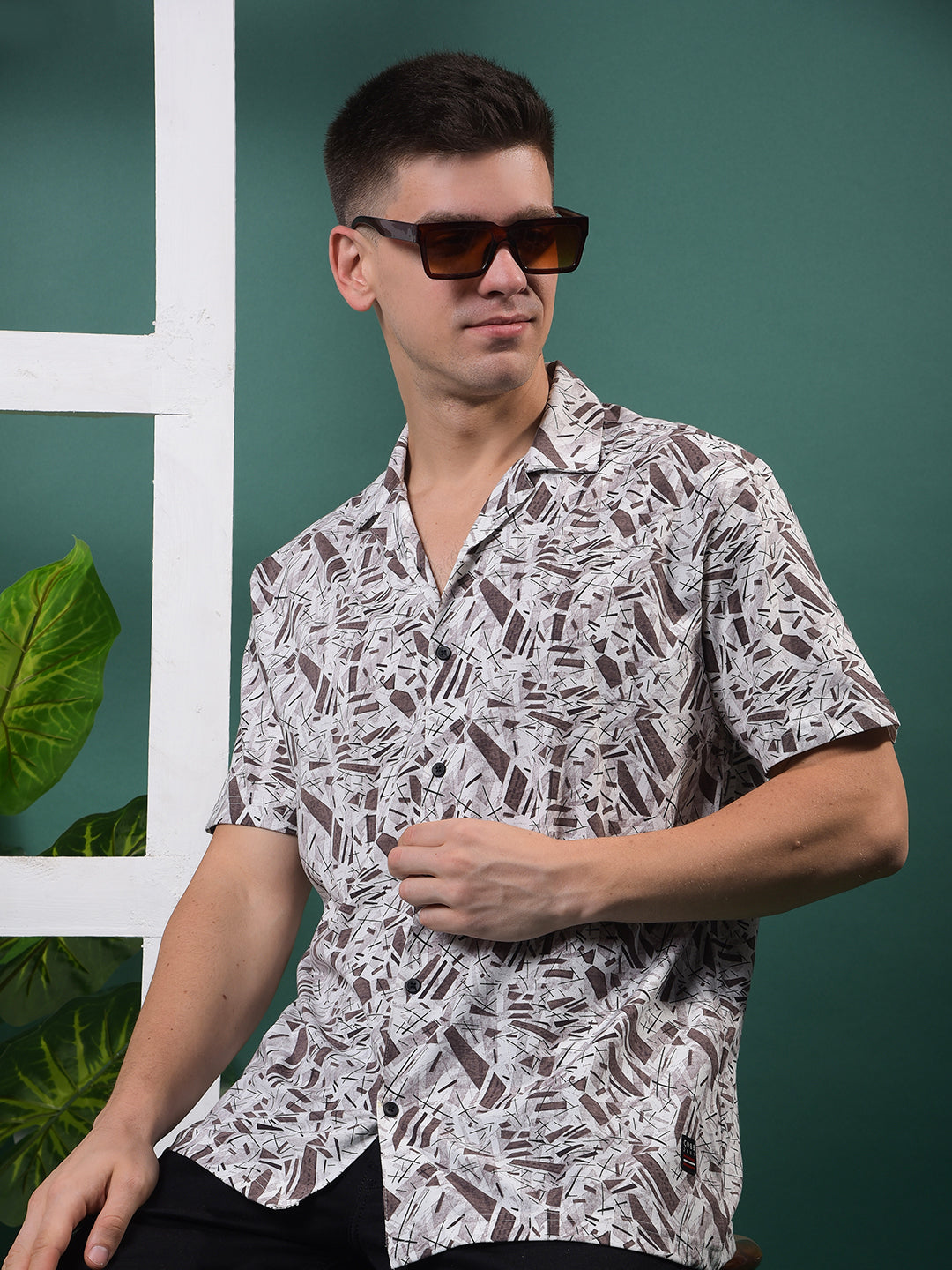 cobb coffee printed half-sleeve casual shirt