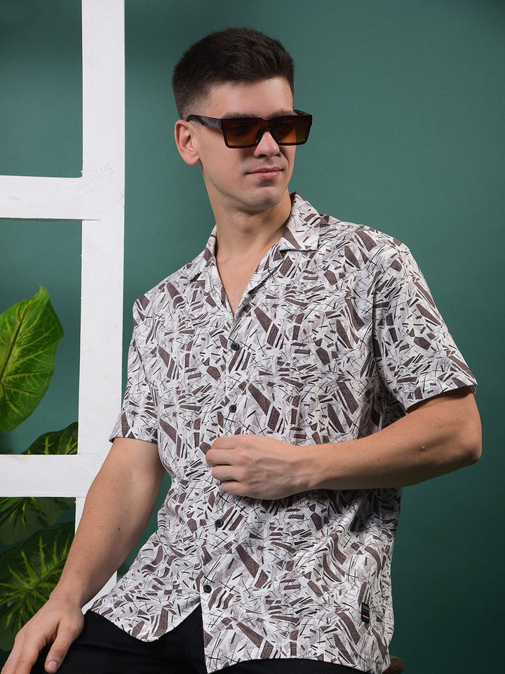 cobb coffee printed half-sleeve casual shirt