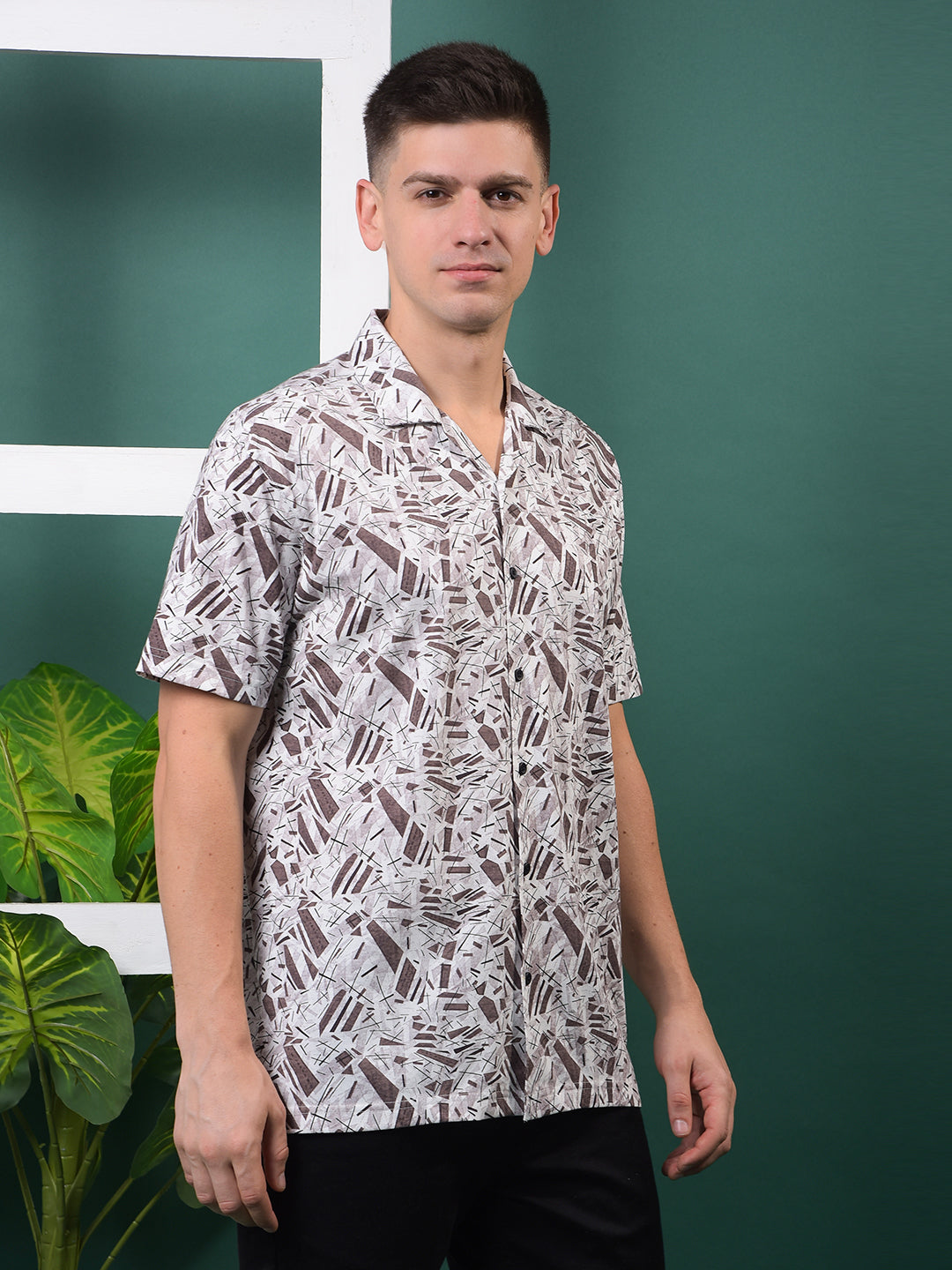 COBB COFFEE PRINTED HALF-SLEEVE CASUAL SHIRT