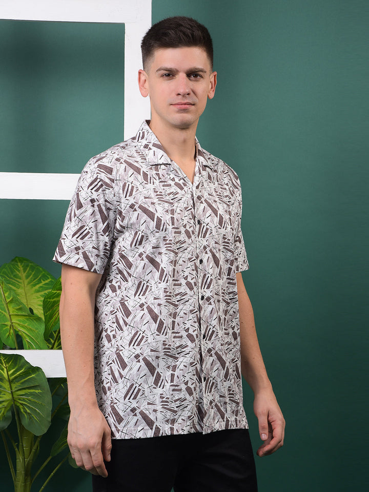 COBB COFFEE PRINTED HALF-SLEEVE CASUAL SHIRT