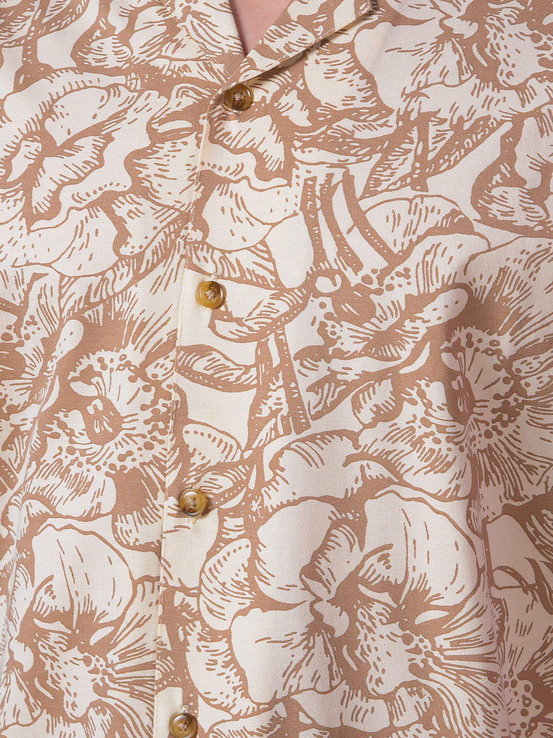 cobb beige printed half-sleeve casual shirt