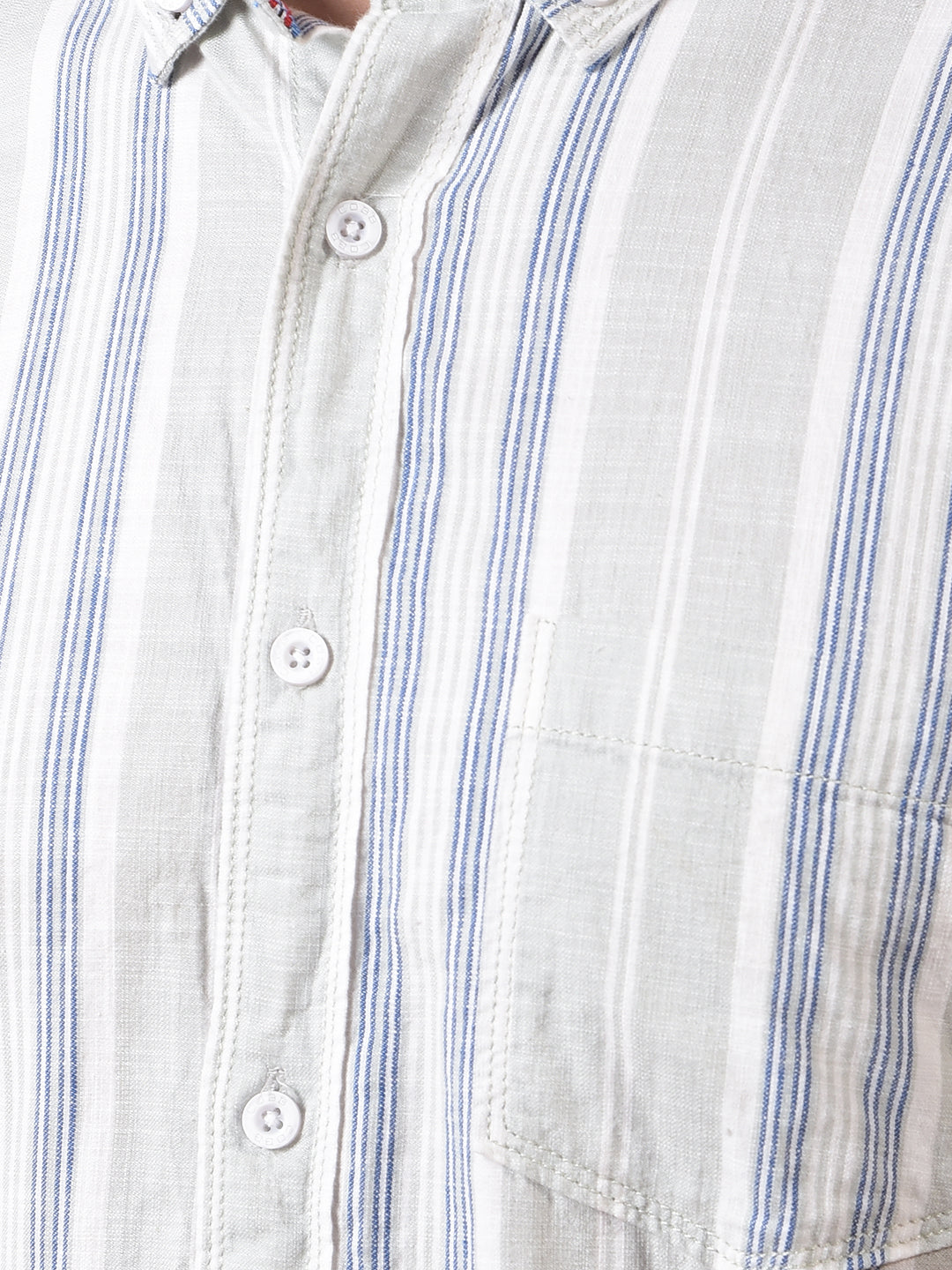 cobb light grey striped half-sleeve casual shirt