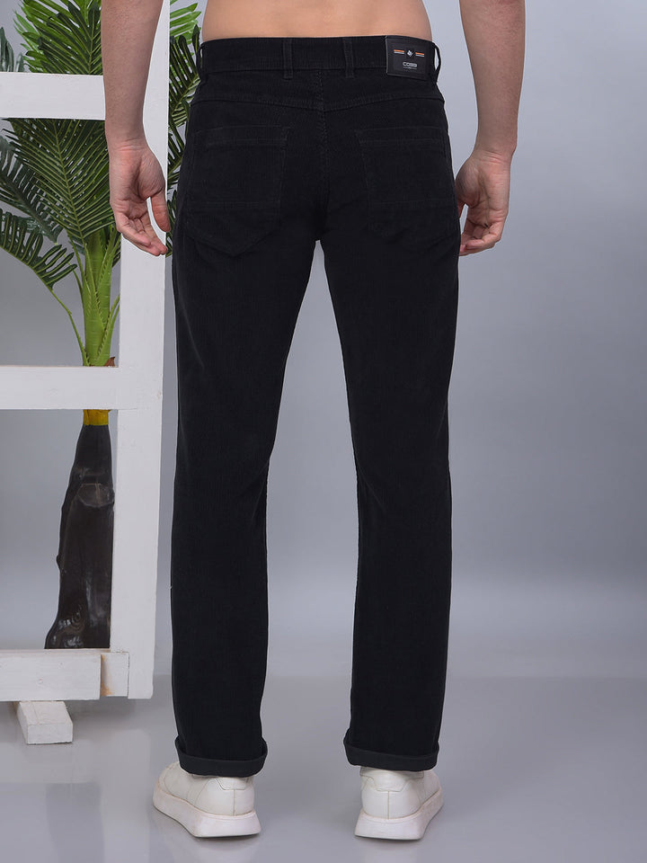 cobb dark grey straight-fit casual corduroy trouser