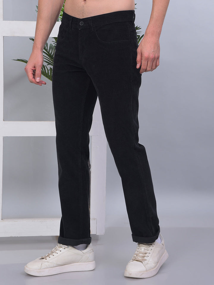 cobb dark grey straight-fit casual corduroy trouser