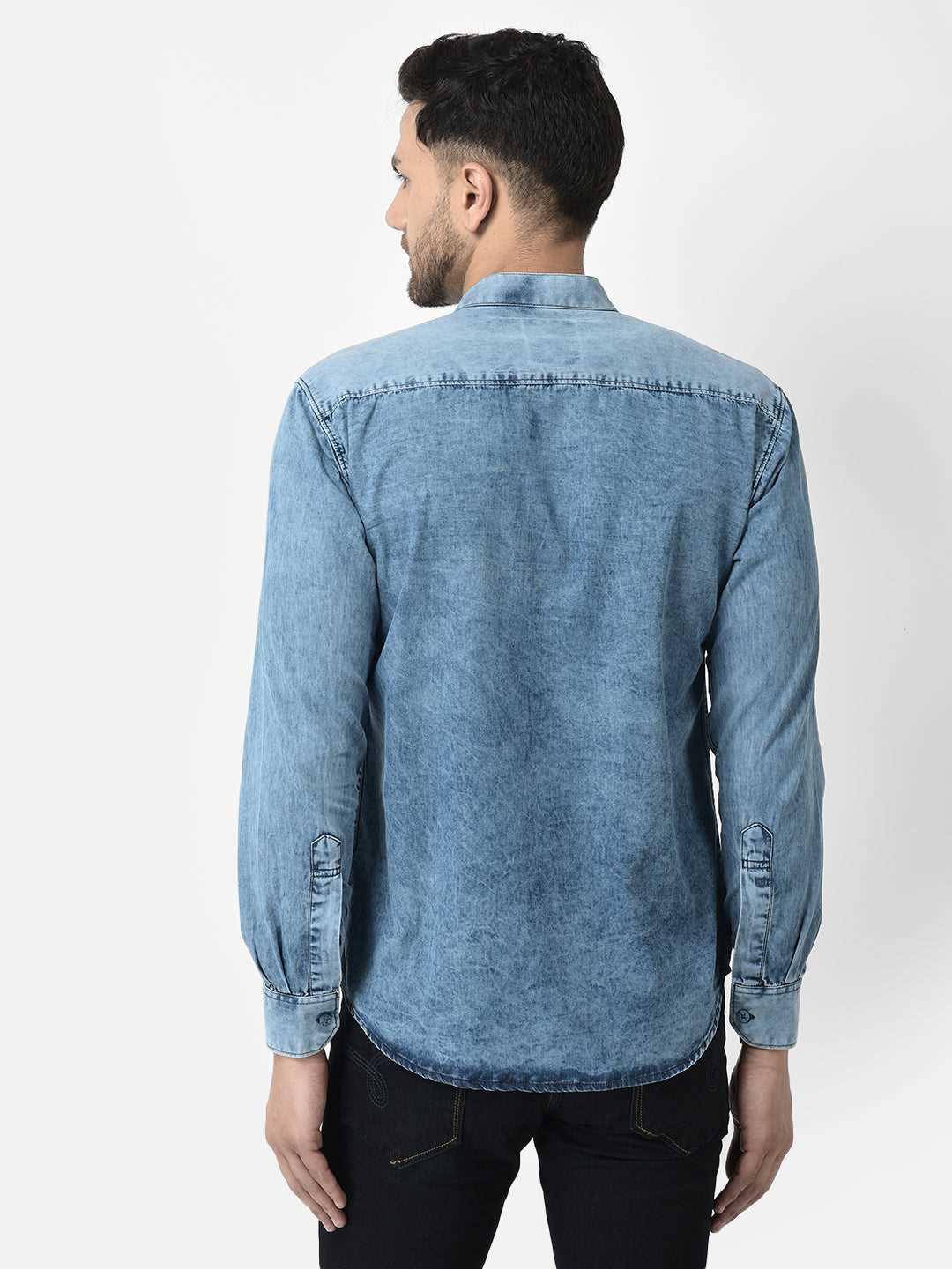 Cobb Blue Solid Slim Fit Casual Shirt