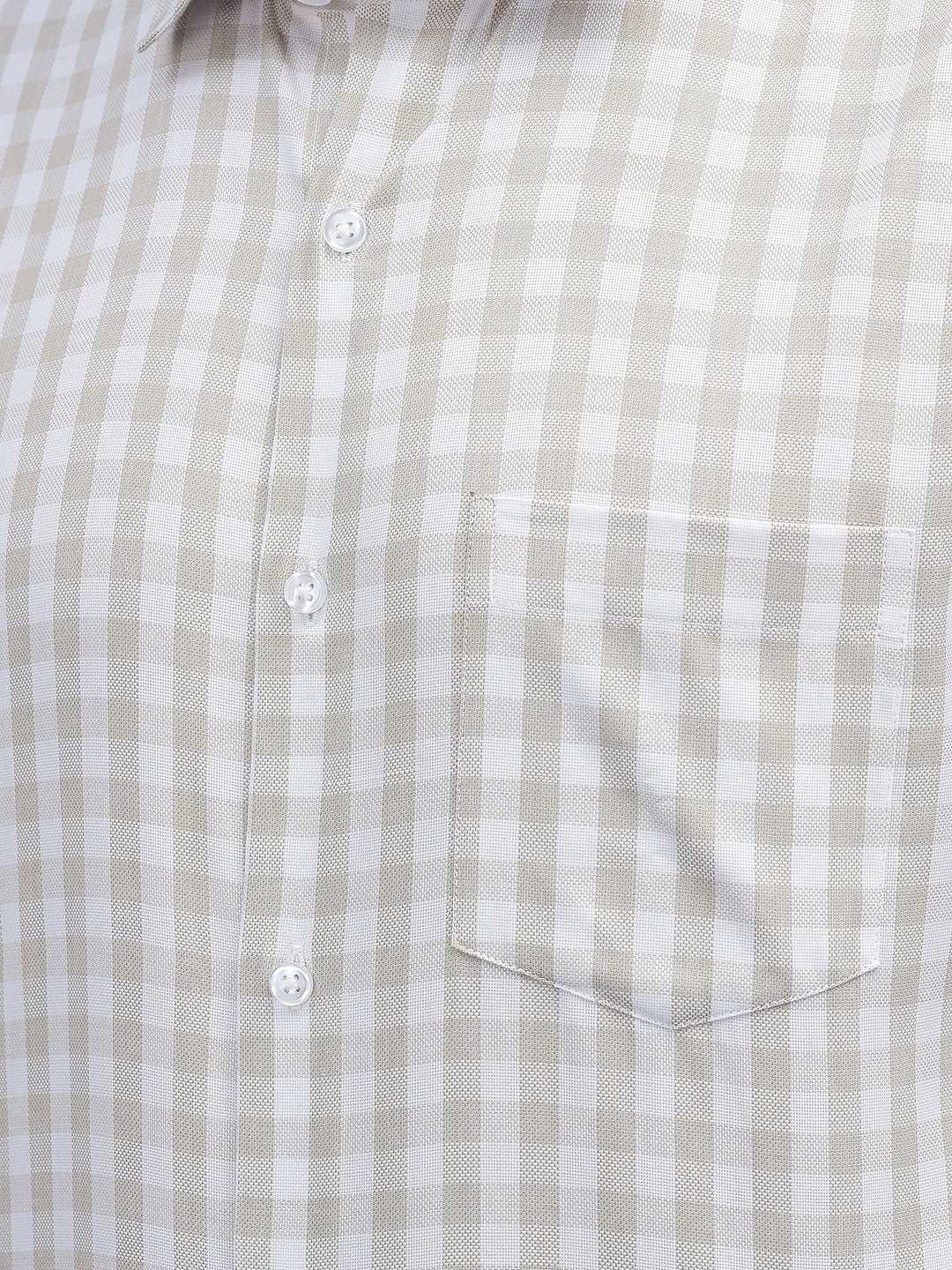 Cobb Beige Check Smart Fit Formal Shirt