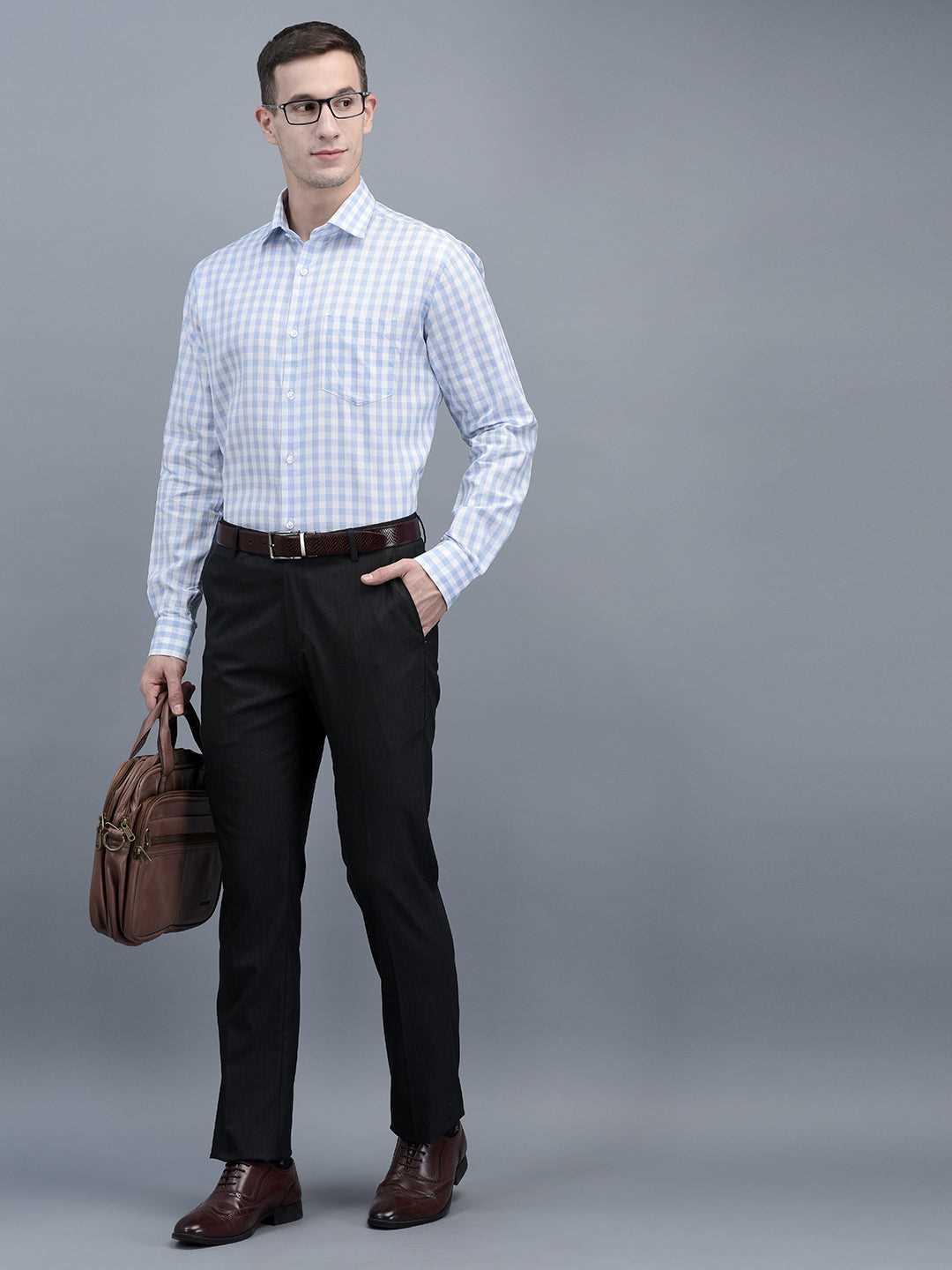 Cobb Blue Check Smart Fit Formal Shirt