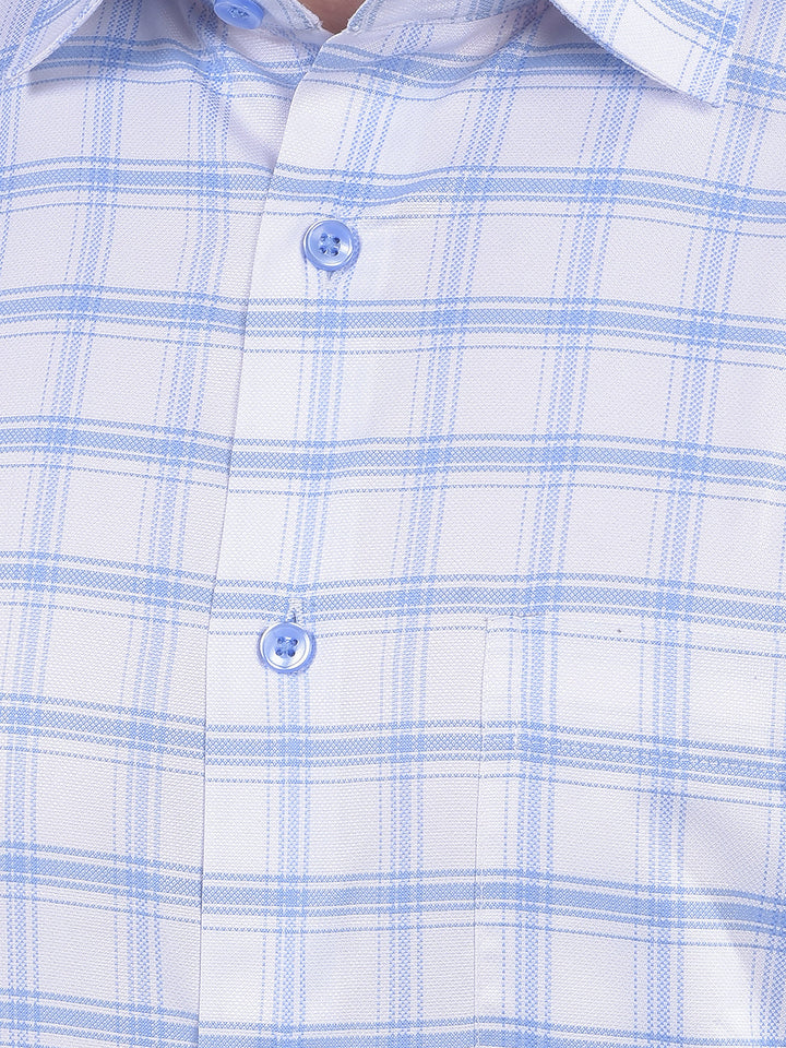 cobb white sky checked smart-fit formal shirt