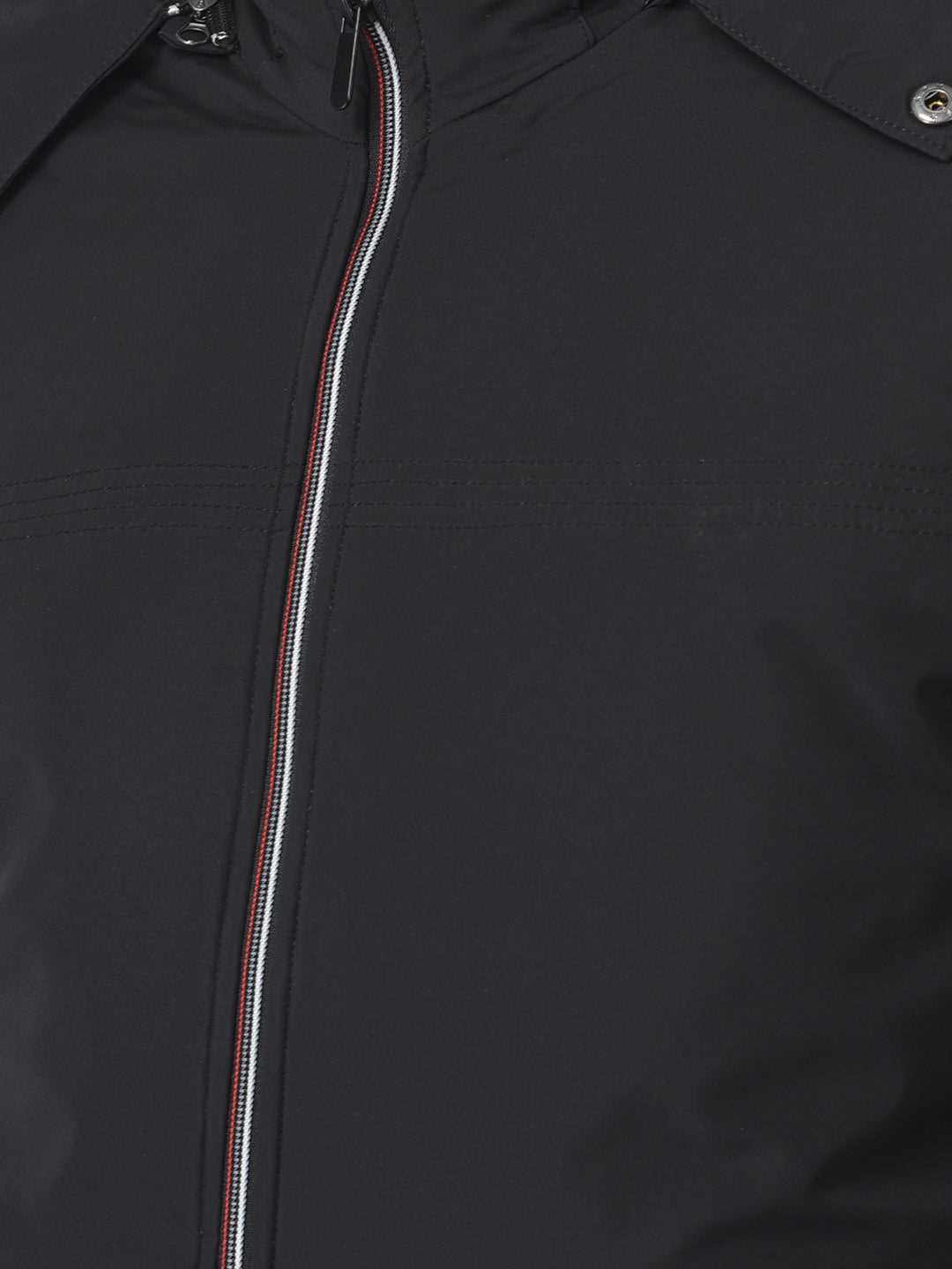 Cobb Black Solid Round Neck Jacket