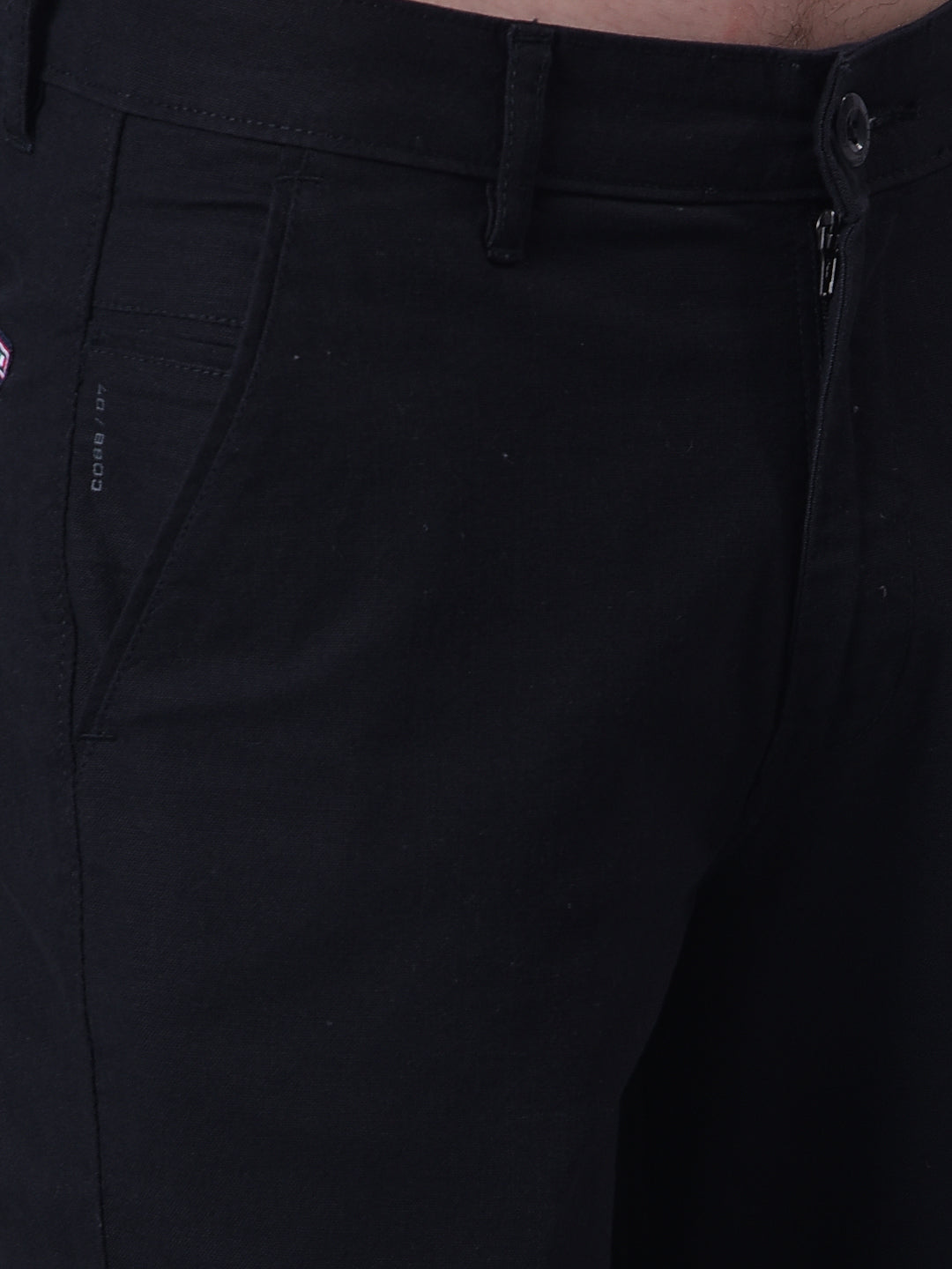 cobb black linen ultra-fit casual trouser
