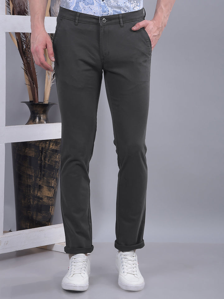 cobb solid dark grey ultra-fit casual trouser