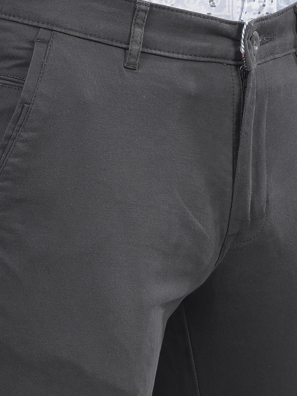 cobb solid dark grey ultra-fit casual trouser