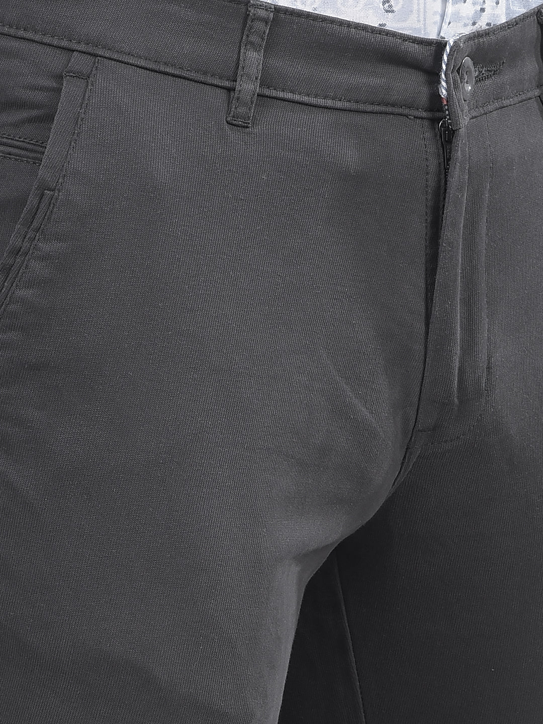 cobb solid dark grey ultra-fit casual trouser