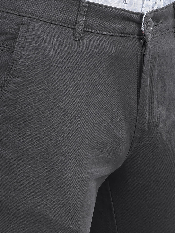 cobb solid dark grey ultra-fit casual trouser