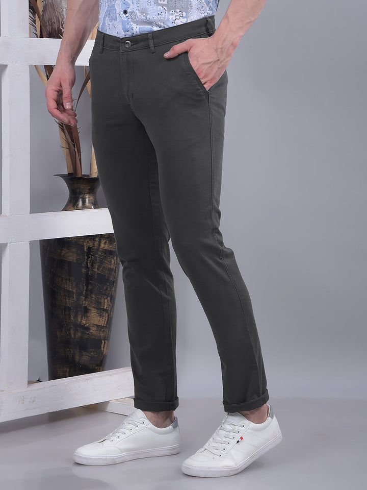 cobb solid dark grey ultra-fit casual trouser