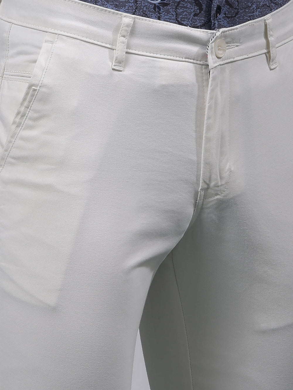 cobb solid off white ultra-fit casual trouser