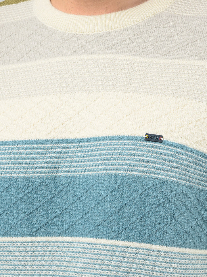 cobb cream colour-block round neck sweater
