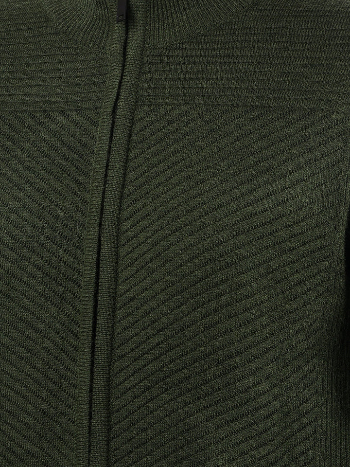 cobb green self-design zip-up sweater