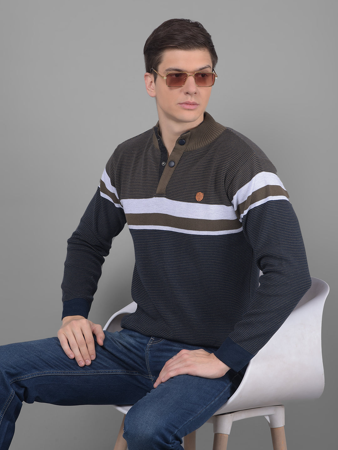 COBB MEHANDI STRIPED HIGH NECK SWEATER