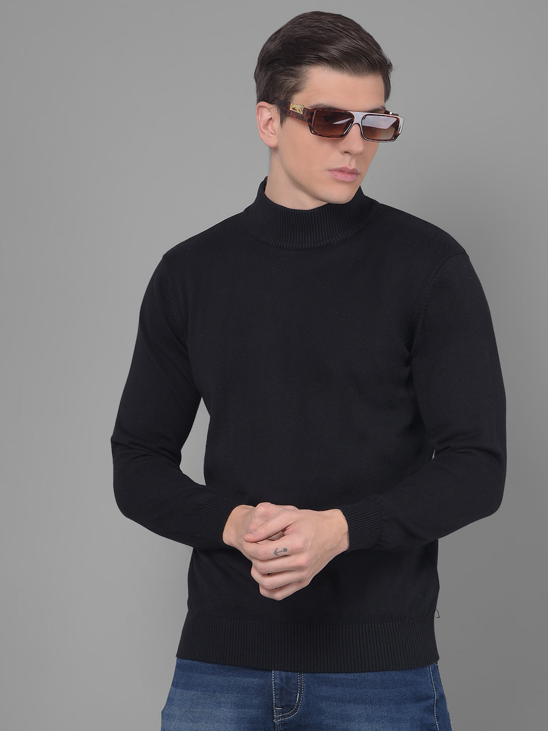 Black high neck discount sweater for men