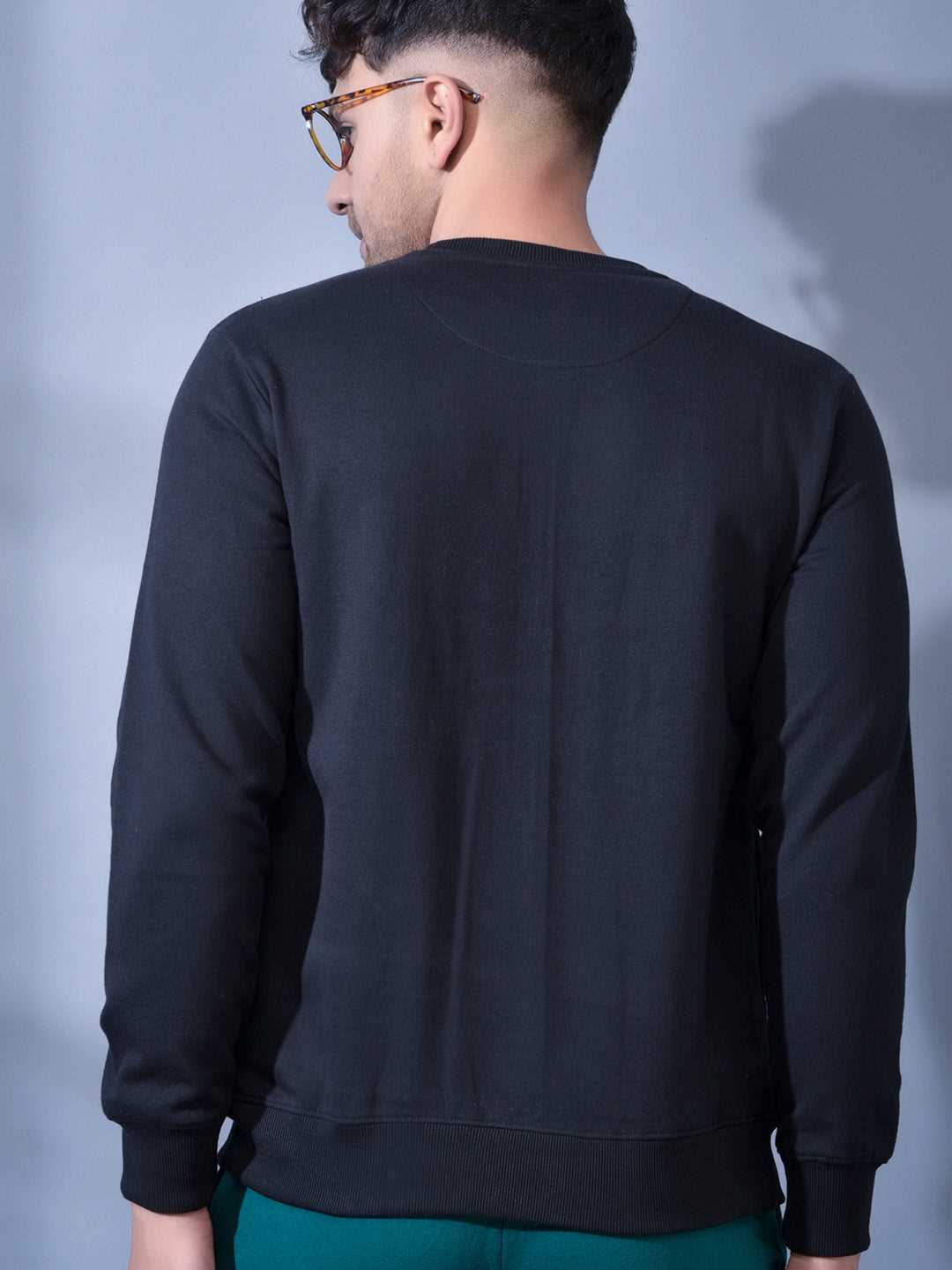 Cobb Black Printed Round Neck Sweatshirt