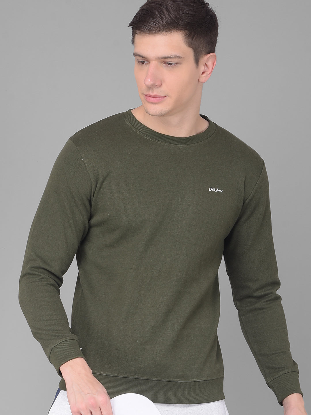 COBB SOLID DARK OLIVE ROUND NECK SWEATSHIRT Cobbitalyofficial