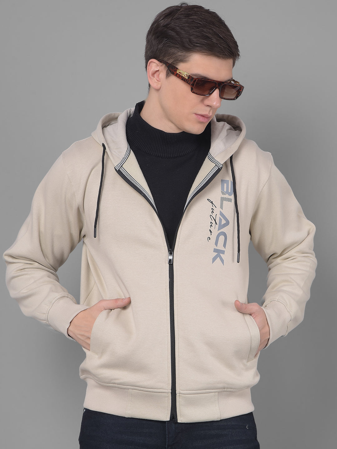 COBB CAMEL PRINTED ZIP-UP HOODIE