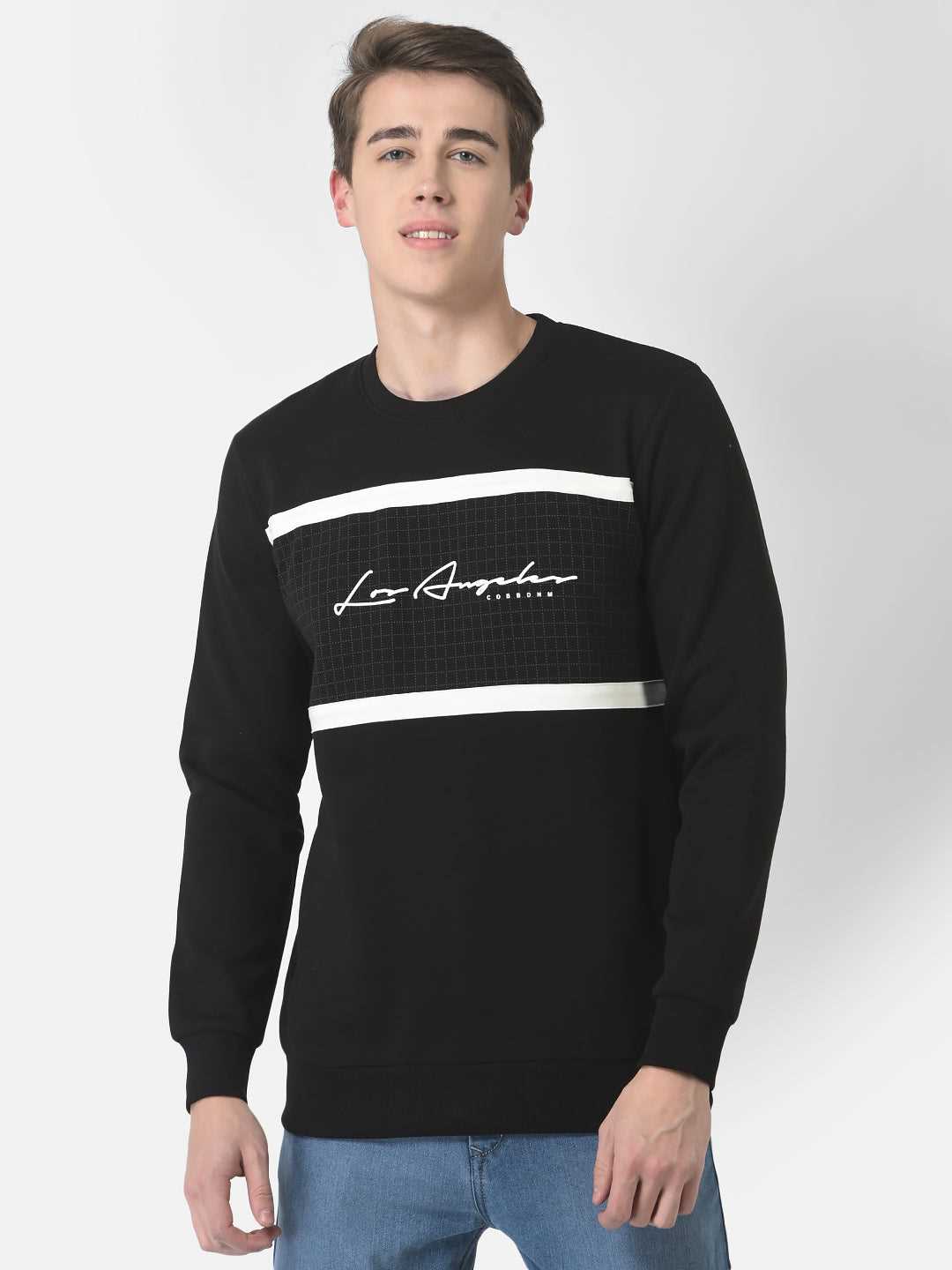 Cobb Black Printed Round Neck Sweatshirt Black
