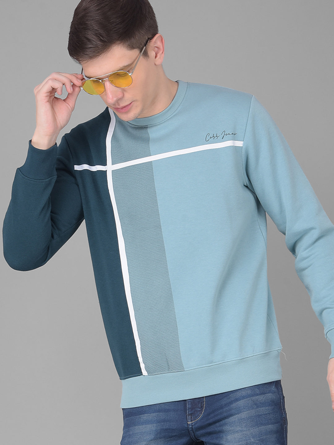 COBB AIR FORCE BLUE PRINTED ROUND NECK SWEATSHIRT