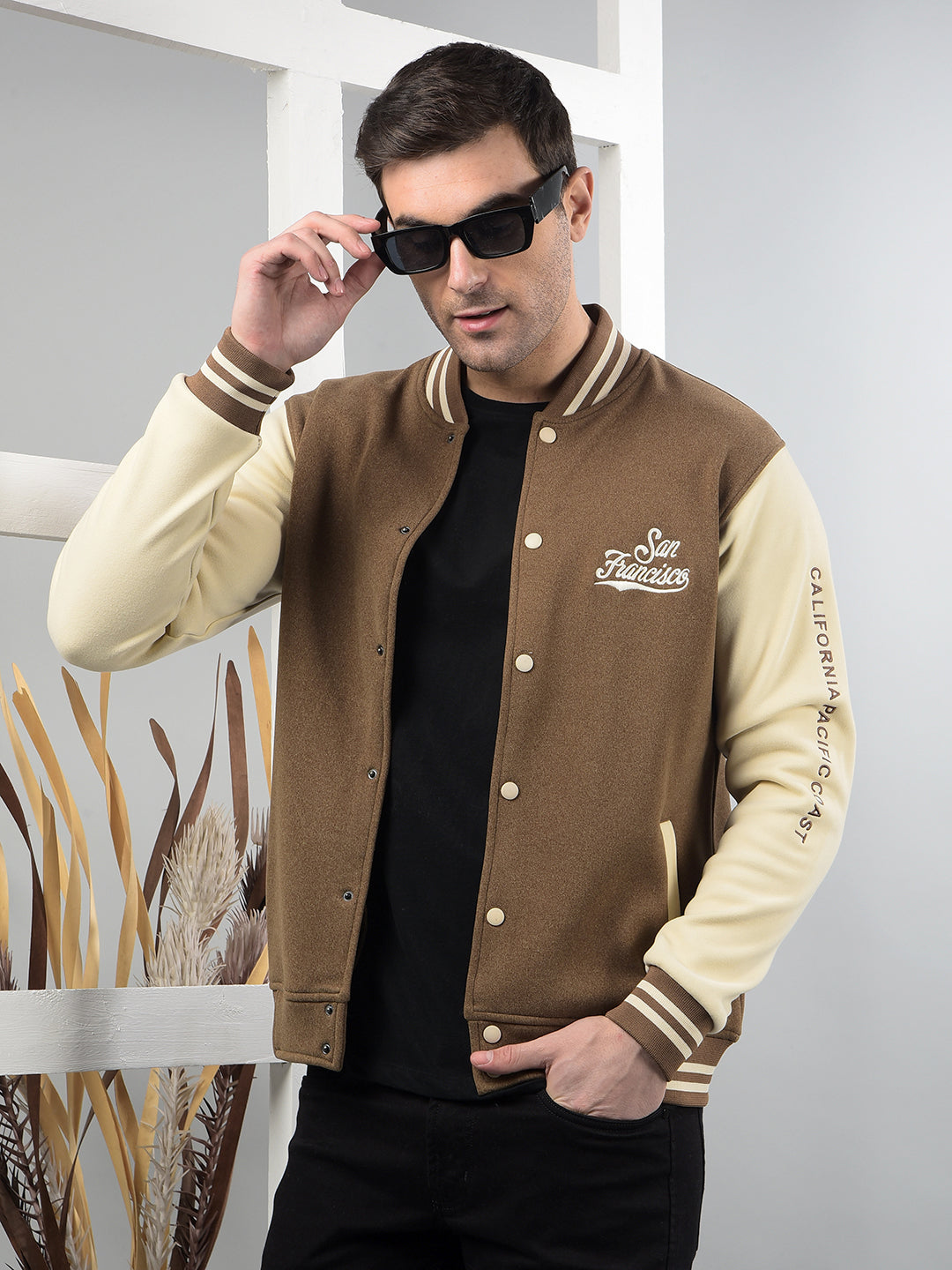 Jacket Sweatshirt Button Up COBB BROWN PRINTED FULL-BUTTON