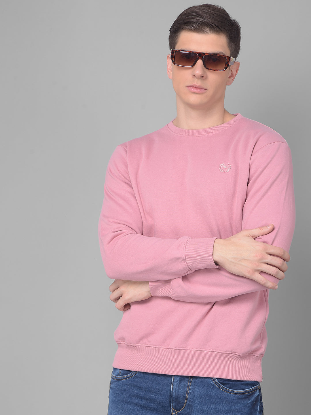 COBB SOLID PINK ROUND NECK SWEATSHIRT