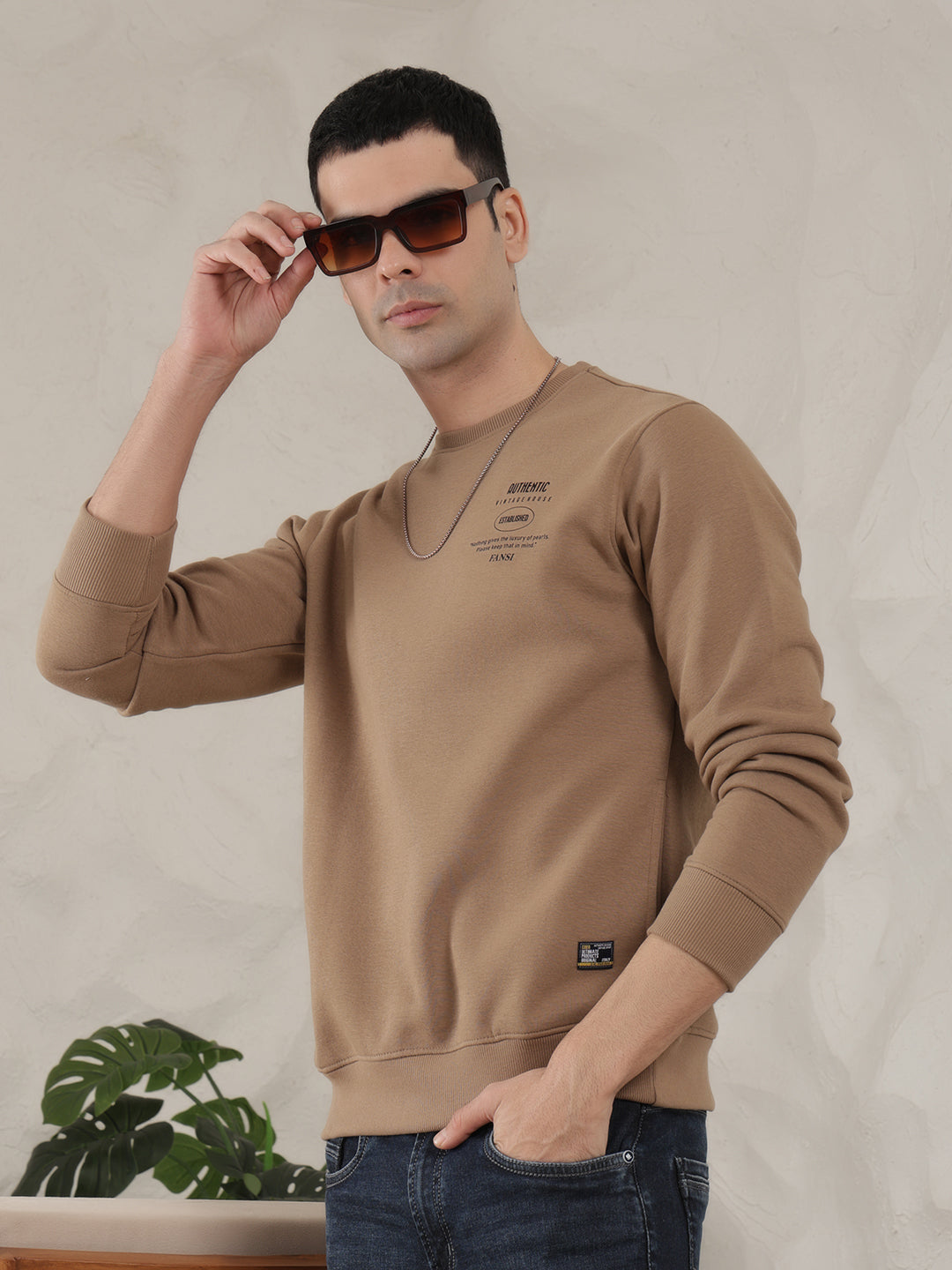 COBB BEIGE PRINTED ROUND NECK SWEATSHIRT – Cobbitalyofficial