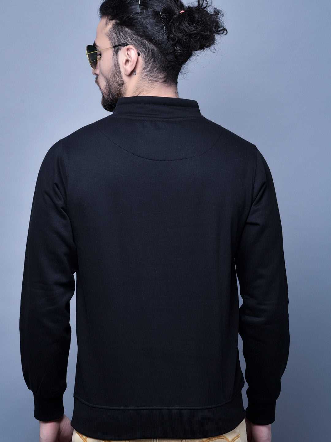 Cobb Black Printed Round Neck Sweatshirt