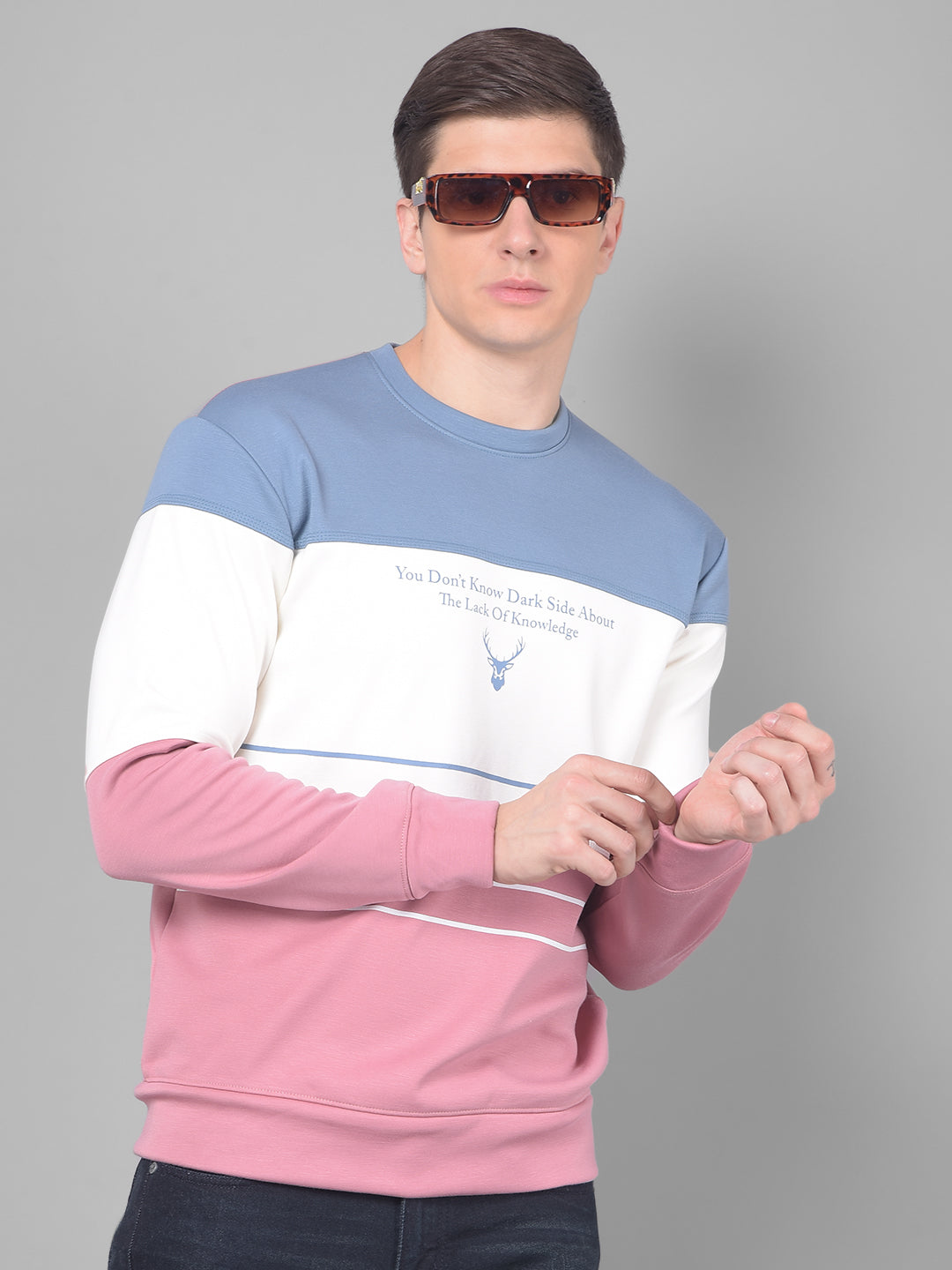 COBB AIR FORCE BLUE PINK PRINTED ROUND NECK SWEATSHIRT