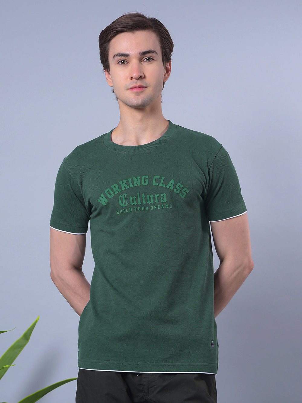 cobb green printed round neck t-shirt
