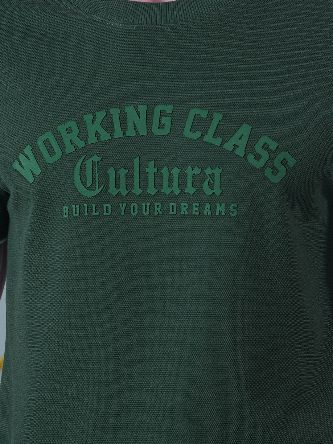 cobb green printed round neck t-shirt