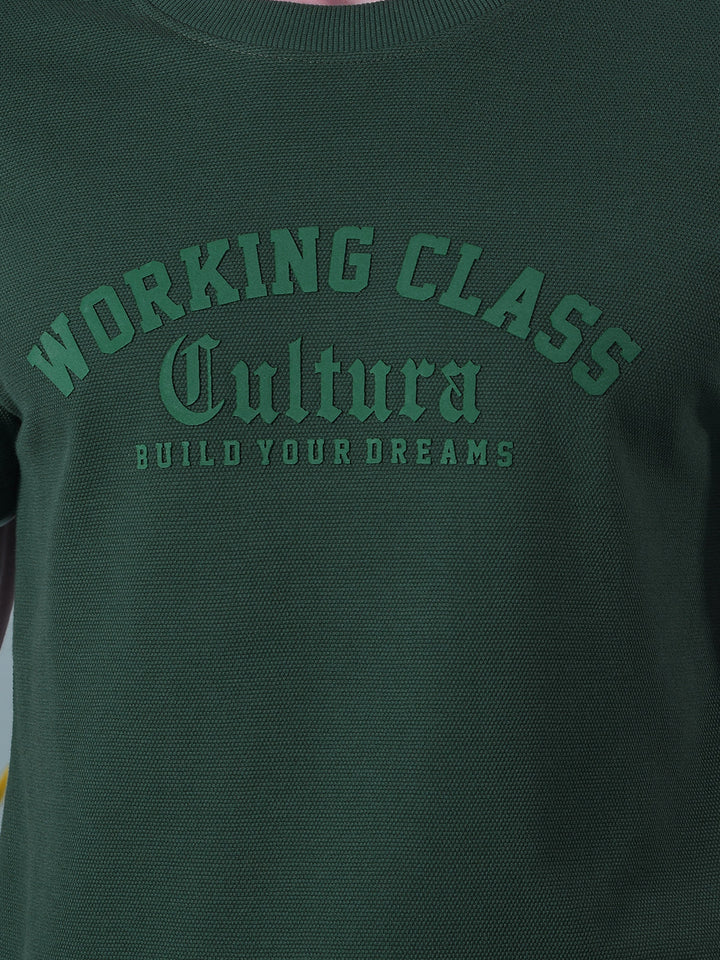 cobb green printed round neck t-shirt