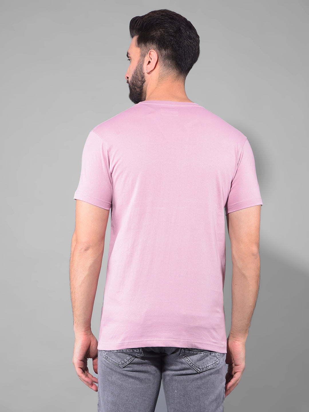 cobb dusty pink printed round neck t-shirt