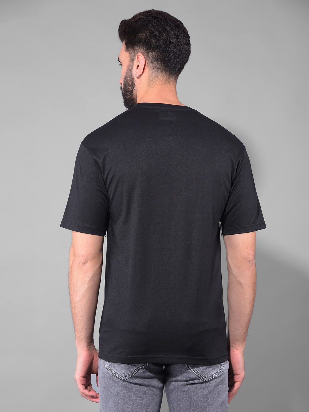 cobb black printed round neck oversized t-shirt