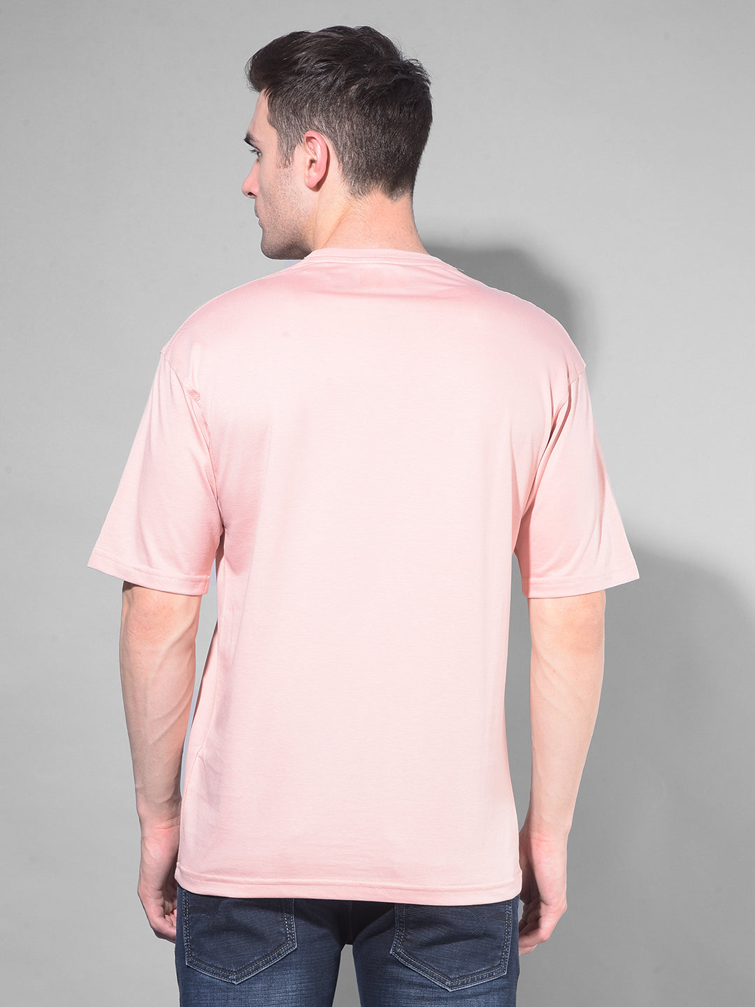cobb emud peach printed round neck oversized t-shirt