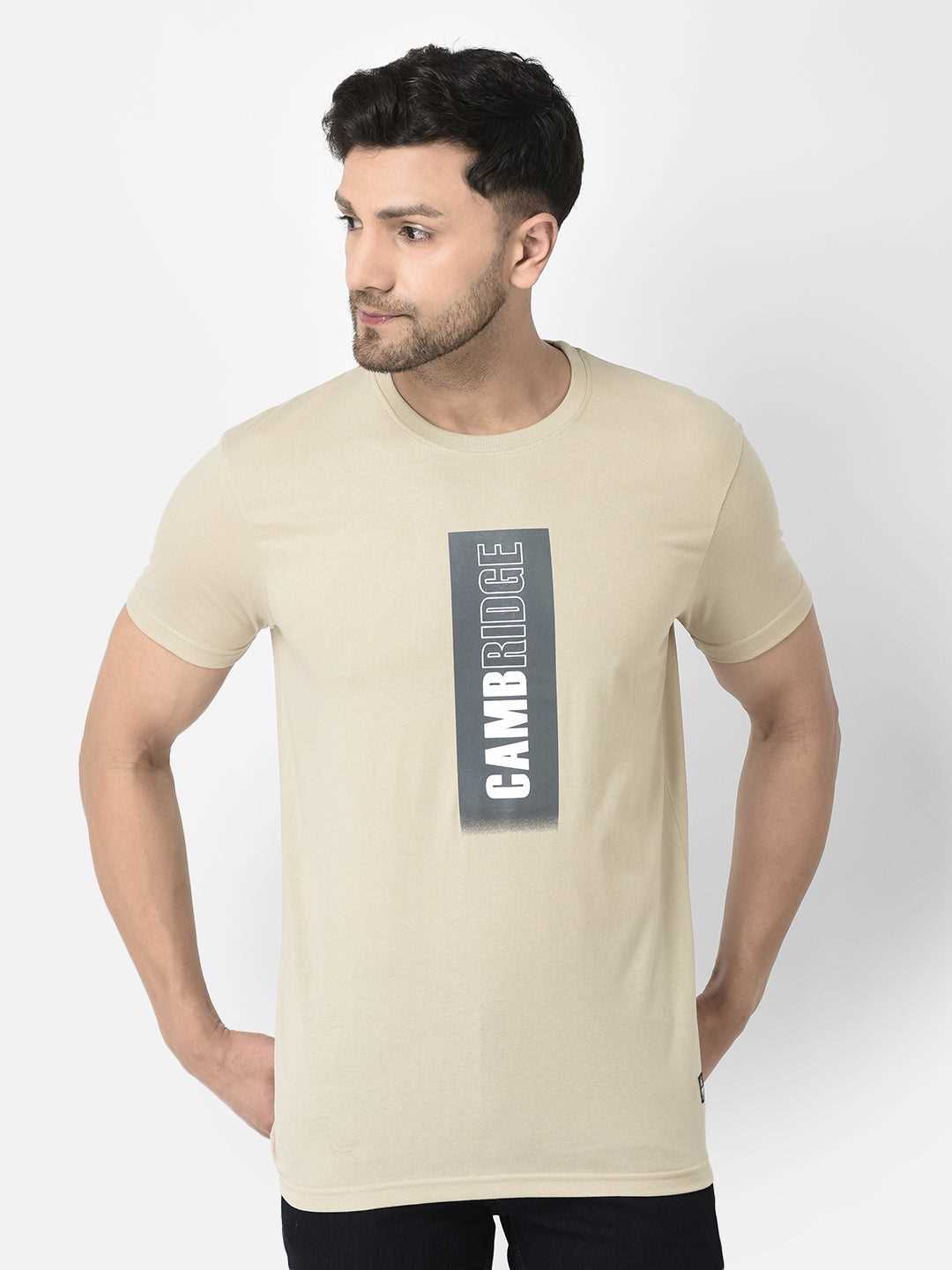 Cobb Beige Printed Slim Fit T-Shirt
