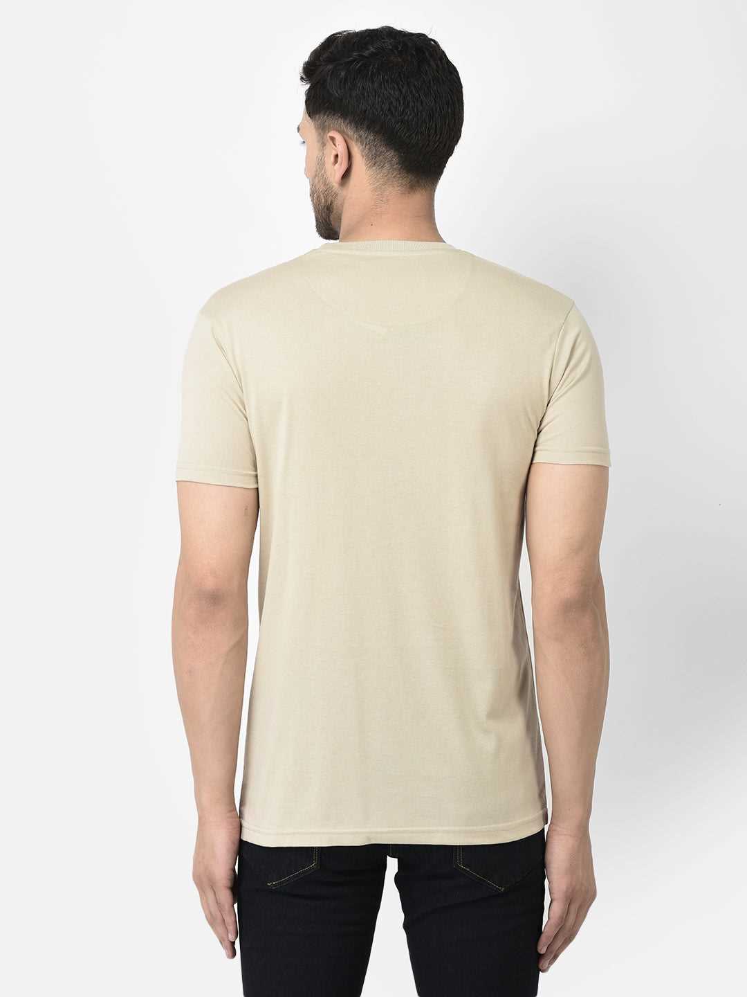 Cobb Beige Printed Slim Fit T-Shirt
