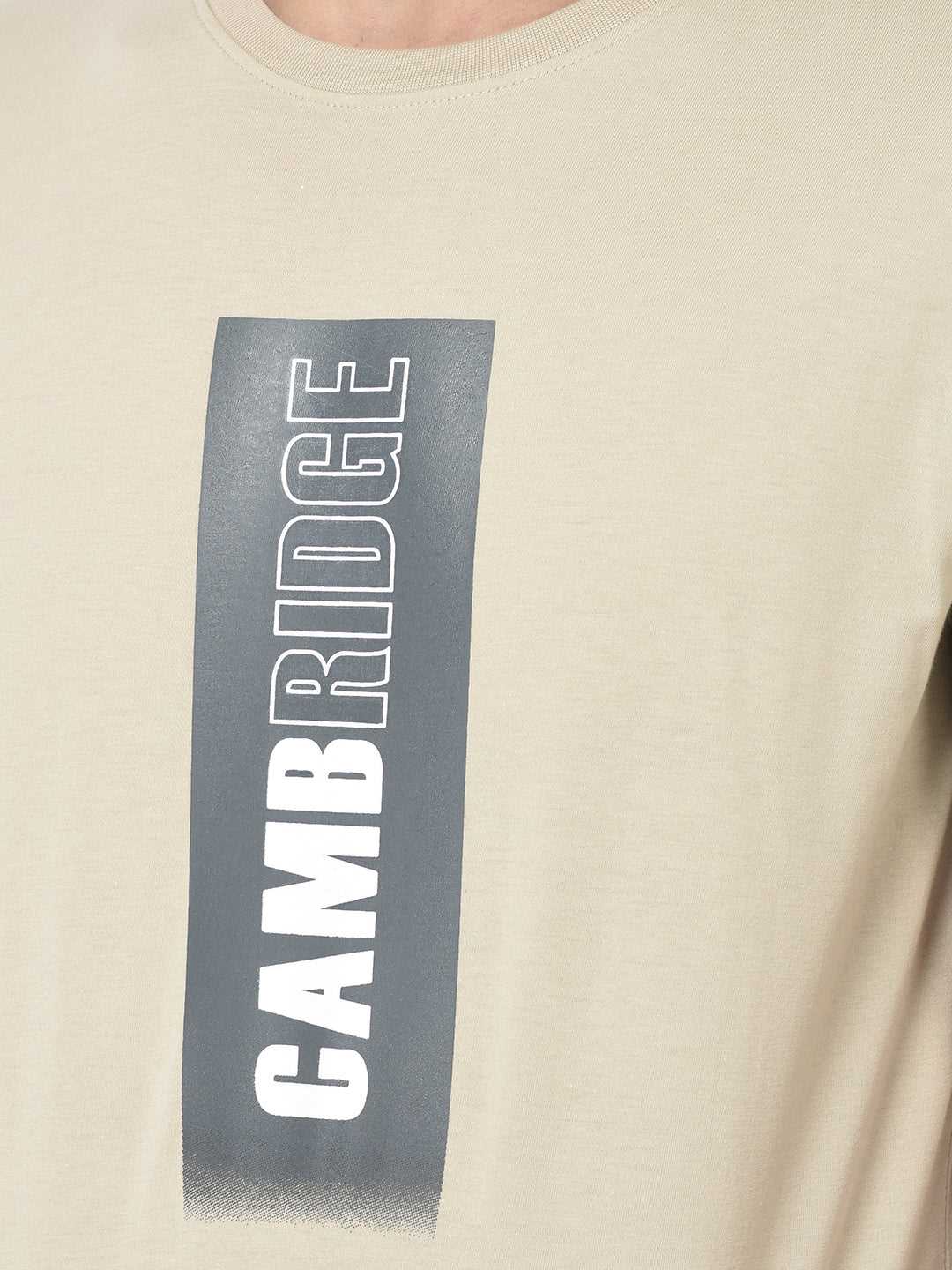 Cobb Beige Printed Slim Fit T-Shirt