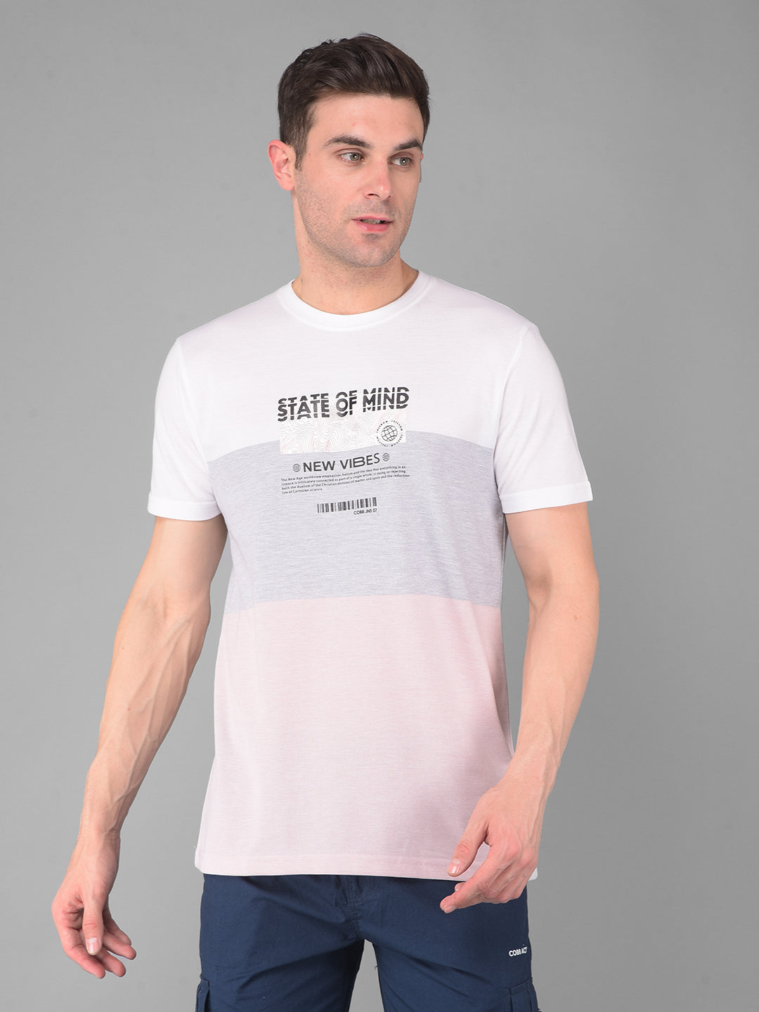 cobb pink striped round neck t-shirt