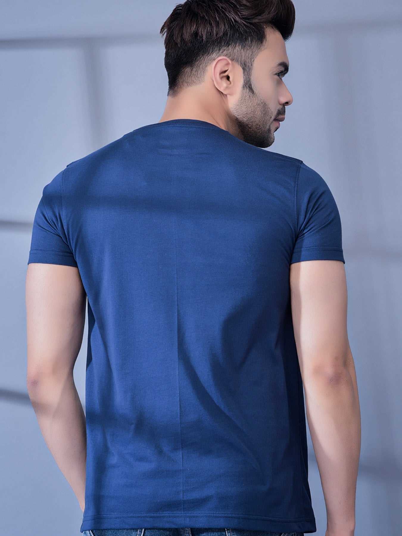 Cobb Blue Printed Round Neck T-Shirt
