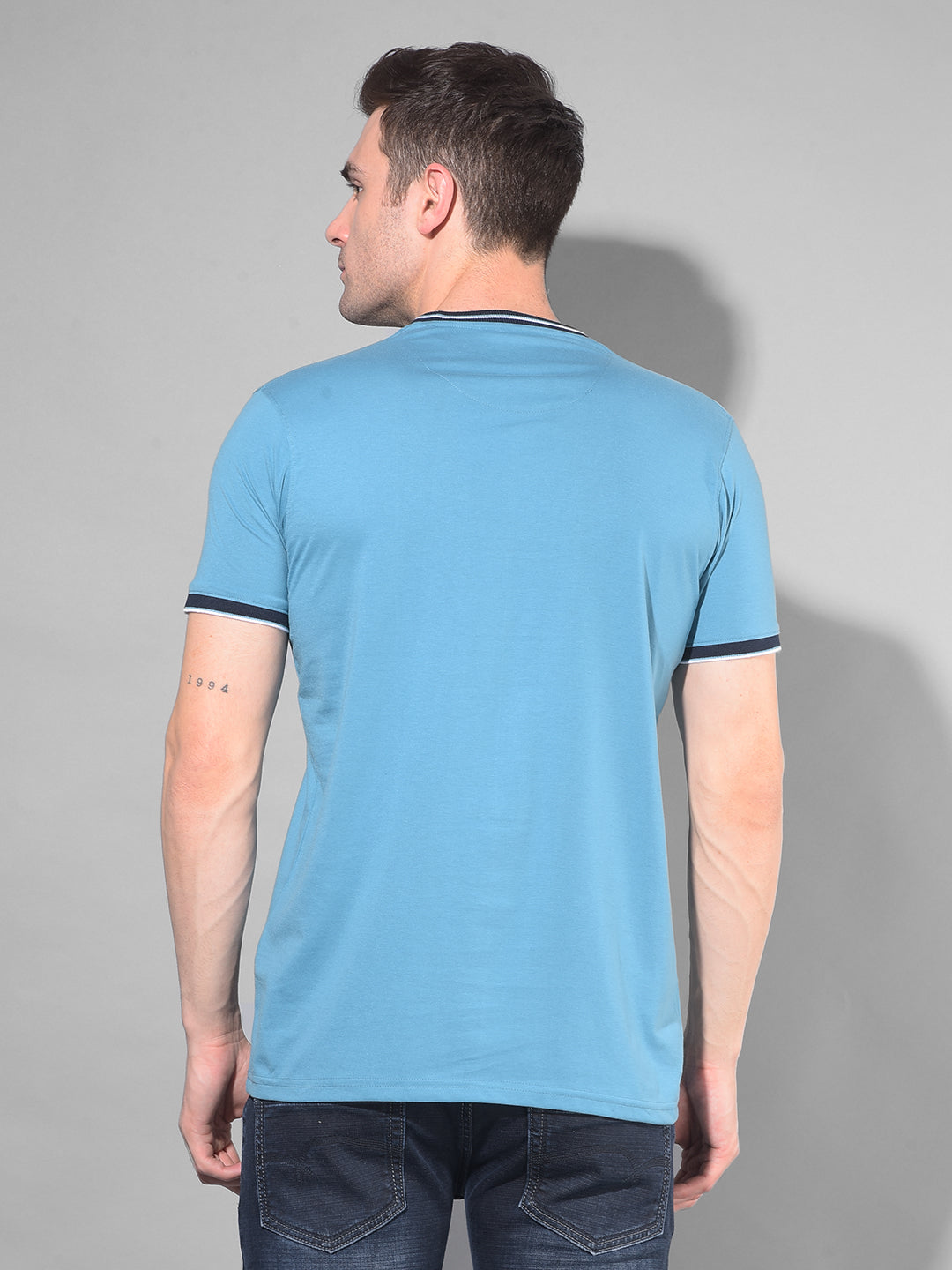 cobb solid blue round neck t-shirt